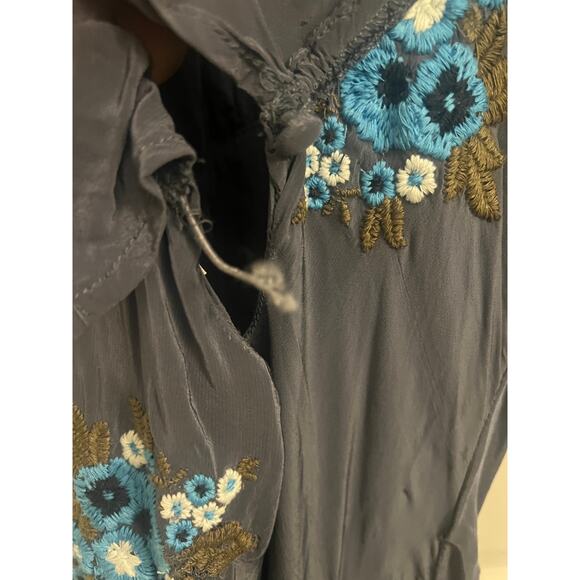 Free People Bali Santa Cruz Maxi Dress M Blue Floral Western Chic cottagecore - Picture 9 of 12